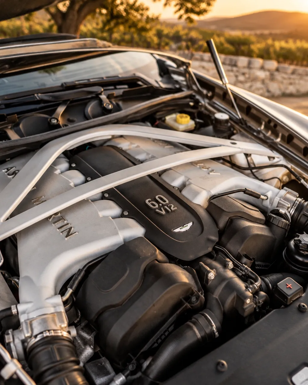The DB9's 6.0 litre V12 engine