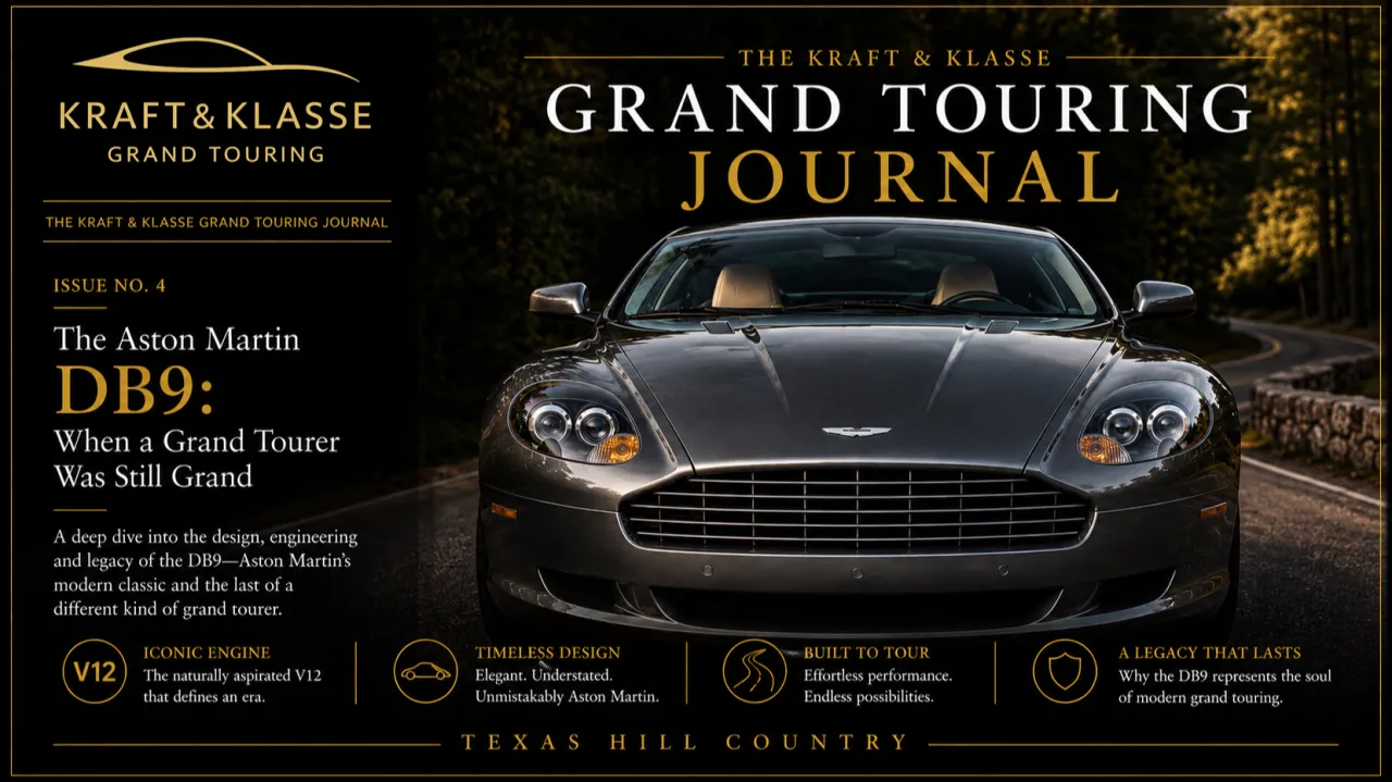 Issue 4 journal cover featuring an Aston Martin DB9